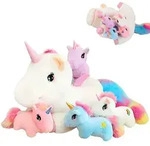 Pl&uuml;schtier Einhorn mit 4 Baby Einhorn Pl&uuml;schtieren im Bauch, Regenbogen
