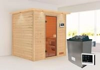 Karibu Sauna Innensauna Adelina Fronteinstieg Ofen 9 KW externe Strg easy...