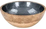 Sch&uuml;ssel 21cm Mango Holz Grau Perlmutt Emaille Schale Bowl Salatsch&uuml;ssel Deko...