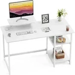 Schreibtisch 120cm mit Stauraum und Monitorst&auml;nder, Reinwei&szlig; 120x50cm
