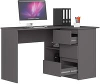 Eckschreibtisch 124cm mit 3 Schubladen L-Form Computertisch Eckschrank 2 F&auml;cher