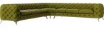 S-STYLE M&Ouml;BEL - Chesterfield Ecksofa Cleo mit Silber Metall F&uuml;&szlig;en aus Olive