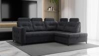 Ecksofa Schlafsofa Sofa WENDIE Stoff Hold Me Dunkelgrau Ottomane Rechts