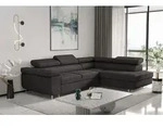Ecksofa Sofa JADE Stoff Ascot Schwarz mit Schlaffunktion Ottomane Rechts -...