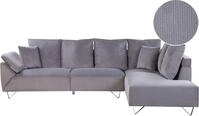 BELIANI Ecksofa Grau Kordbezug 266 x 181 cm abziehbare Kissenbez&uuml;ge dekorative