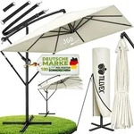 tillvex&reg; Alu Sonnenschirm Rechteckig &Oslash; 330 cm Beige + Abdeckung mit Kurbel 
