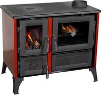 Kaminofen mit Backfach und Herdplatte 4013 Rot Holzofen 8 kW Holz Ofen