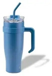 Isoliertrinkbecher Fackelmann XXL 1200 ml blau Edelstahl doppelwandig Trinkhalm...
