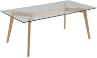 BELIANI Esstisch Transparent Sicherheitsglas 180 x 90 cm mit Holzbeinen...