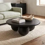 Couchtisch rund SADA &Oslash; 90 cm, Mangoholz - Schwarz - Schwarz