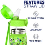 Kinder Isolierte Wasserflasche mit Strohhalm 550ml Edelstahl Auslaufsicher...