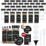 Gew&uuml;rzgl&auml;ser Eckig 120ml mit Streueinsatz und Etiketten 36er Set Schwarz -...