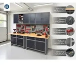 Garagenschrank Werkstatt Set 6tlg., 240cm - Schwarz/Grau - Schwarz/Grau