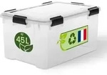 Iris Ohyama Luftdichte Kunststoff-Aufbewahrungsboxen mit Deckel, 45L, Transparen -
