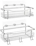 Duschablage Edelstahl Selbstklebend 2 St&uuml;ck Silber 32x12x9cm