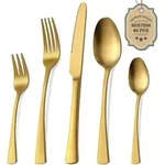 Besteckset 60-teilig f&uuml;r 12 Personen Matt Gold Edelstahl Sp&uuml;lmaschinenfest -...