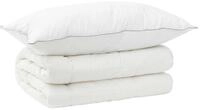 vidaXL Bettdecke und Kissen Set 2 stk. 150x200 cm 4 Jahreszeiten Wolle - Wei&szlig;