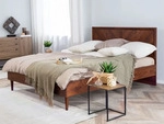 BELIANI Bett Dunkelbraun Faser- und MDF-Platten mit Holzbeinen LED-Beleuchtung