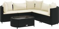 vidaXL 6-tlg. Garten-Sofagarnitur mit Kissen Schwarz Poly Rattan - Schwarz
