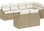 vidaXL Sofa Set 7 stk. Beige [Synthetisch]: Poly Rattan - Beige