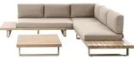 BELIANI Lounge Set Hellbraunes Akazienholz 5-Sitzer mit Auflagen Taupe Modern...
