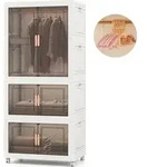 COSTWAY 421 L Kleiderschrank, tragbarer Kunststoff-Kleiderschrank mit 10