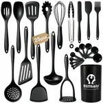 25-teiliges Silikon K&uuml;chenhelfer Set mit Halter, Antihaft Kochutensilien,
