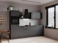 Respekta K&uuml;che K&uuml;chenzeile Oliver 280 cm mit Regal ohne K&uuml;hlschrank&ndash; Grau...