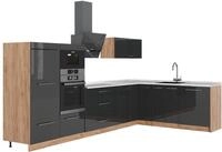 Eckk&uuml;che Vicco Fame-Line Dunkelgrau/Goldkraft Eiche 347 x 207 cm, AP Marmor,...