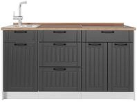 K&uuml;chenblock Vicco Fame-Line Dunkelgrau/Wei&szlig; 150 cm, AP Eiche, Model 65322