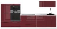 K&uuml;chenzeile Vicco Fame-Line Bordeaux Hochglanz/Wei&szlig; 340 cm, AP Marmor, Model...