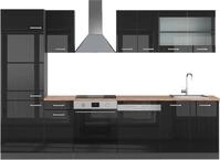 K&uuml;chenzeile Vicco R-Line Schwarz Hochglanz/Anthrazit 300 cm , AP Eiche, Model 49550