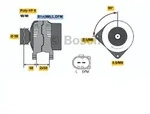 Bosch Generator 14V 70A, 156mm L&auml;nge, 56mm Riemenscheiben-&Oslash;, mit