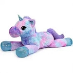 Pl&uuml;schtier Einhorn Gro&szlig; Regenbogen Lila Blau 80CM