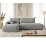 Ecksofa Neto mit Schlaffunktion und Bettkasten - Boucl&eacute;-Stoff - L-Form Couch,