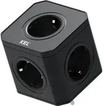 Kompakte Steckdosenadapter mit 5x 230V Schuko Steckdosen Schwarz - Schwarz