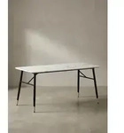 Esszimmertisch 180x90x76 cm Esstisch Wei&szlig; in Marmor-Optik Modern, K&uuml;chentisch