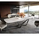 DELIFE Esstisch Edge Boot 200-300x120 cm Keramik Onyx Pearl Spider Flachstahl