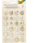 folia 1219 - Adventskalender Buttons, Perlmutt, 24 St&uuml;ck, aus Metall, zum Gestalten