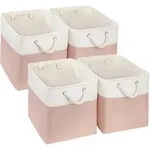 Aufbewahrungsbox Stoff W&uuml;rfel 33x38x33cm Rosa/Wei&szlig; 4er Pack