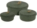 Deko-Aufbewahrungsk&ouml;rbe, Deckel aus Jute, 3er-Set - Schwarz