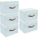 Faltbare Aufbewahrungsbox mit Deckel, Stoff, Waschbar, 38x25x25 cm, 5 St&uuml;ck,...