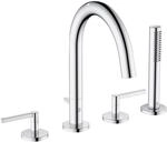 Kludi NOVA FONTE Puristic 4-Loch Wannenf&uuml;ll- und Brausearmatur - Silber