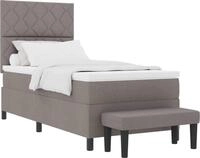 vidaXL Boxspringbett mit Matratze mit Kopfteil Taupe 90 x 200 cm Stoff