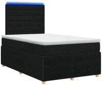 vidaXL LED Boxspringbett mit Matratze Schwarz 120 x 190 cm Stoff
