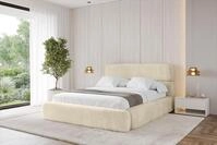 ALTDECOR Polsterbett mit Bettkasten - ENORA - 120x200 - Beige - Bett mit Matratze