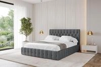 ALTDECOR Polsterbett mit Bettkasten - LARO - 120x200 - Dunkelgrau - Bett ohne