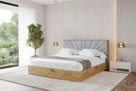 ALTDECOR Polsterbett mit Bettkasten - ENZO6 - 200x200 - Grau - Bett mit Matratze