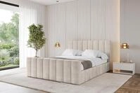 ALTDECOR Polsterbett mit Bettkasten - FINO-Z - 200x200 - Beige - Bett mit Matratze
