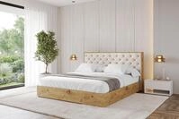 ALTDECOR Polsterbett mit Bettkasten - ENZO3 - 200x200 - Beige - Bett ohne Matratze,
